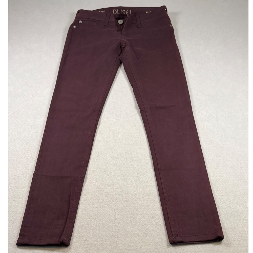 DL1961 Amanda Skinny Jeans Burgundy Maroon 4-Way Stretch Size 24 Womens